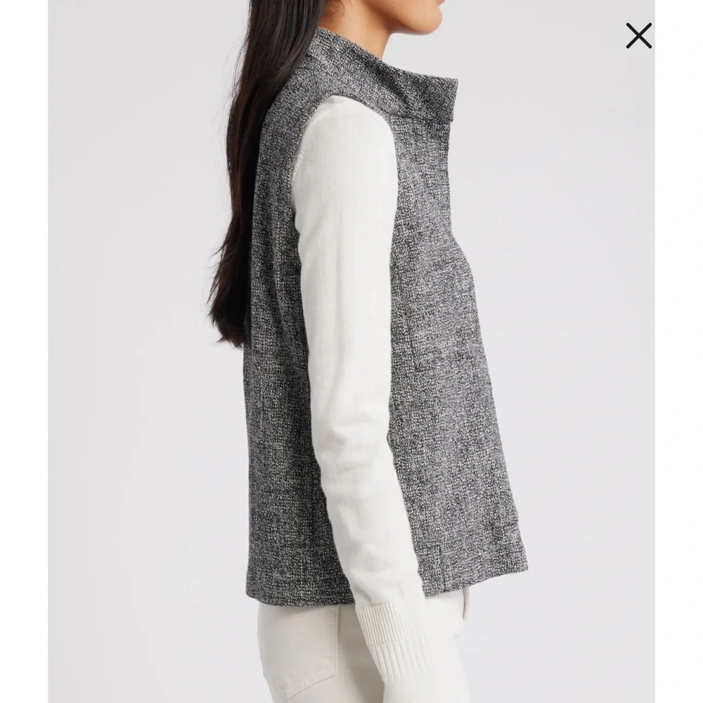 Eileen Fisher Stand Collar Stretch Organic Cotton Tweed Vest, M, EUC - Picture 3 of 10